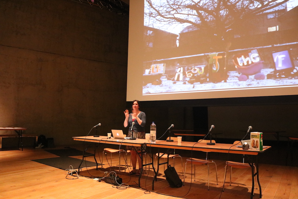 Rachel Jacobs presenting at Nottingham Contemporary as part of the When The Future Comes event in 2018