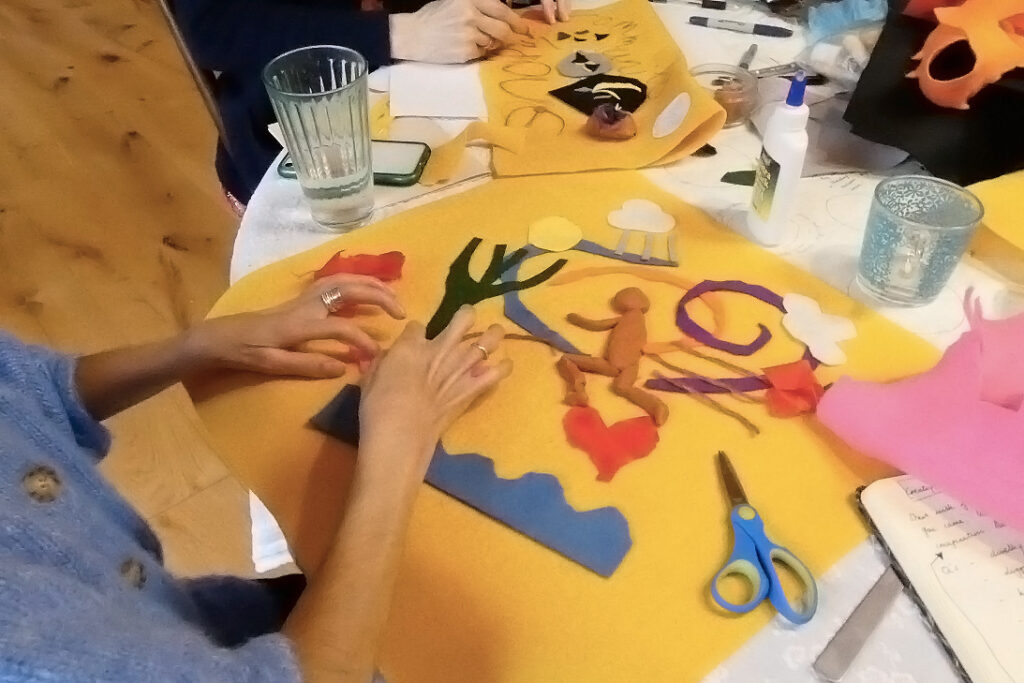 hands making with felt